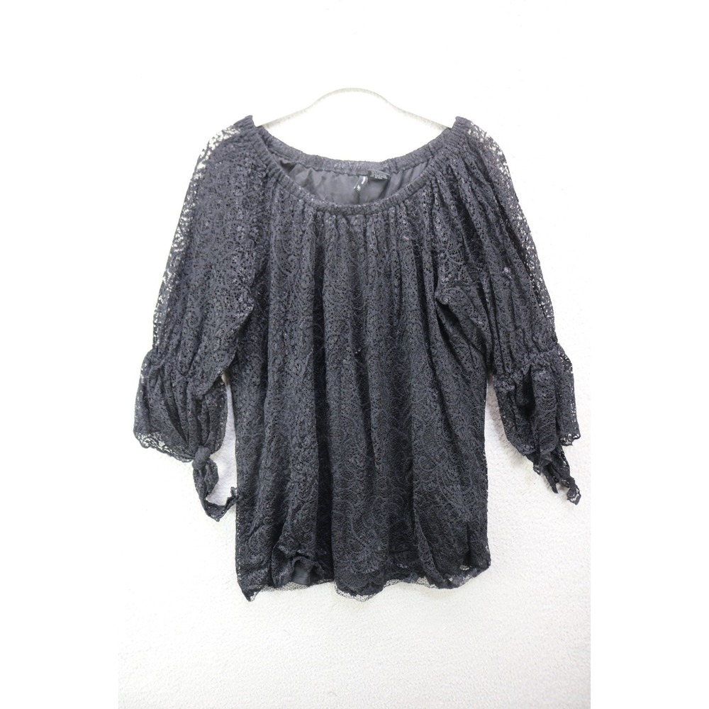 Black Unconventional Lace Tunic-Large-Tie Sleeves-Sheer-Lined-Goth
